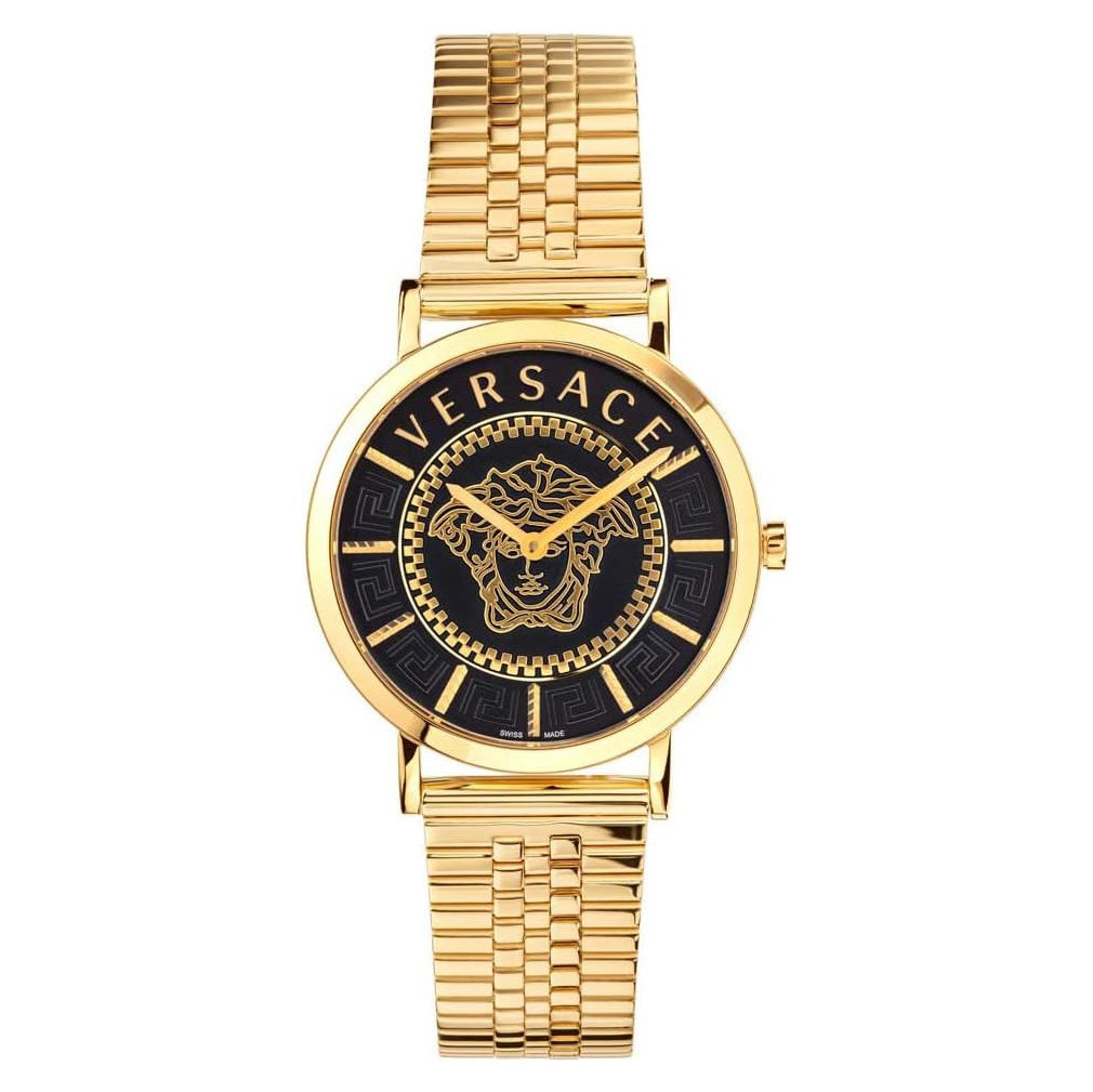 Versace Essential Ladies' Black Gold Watch VEK400621