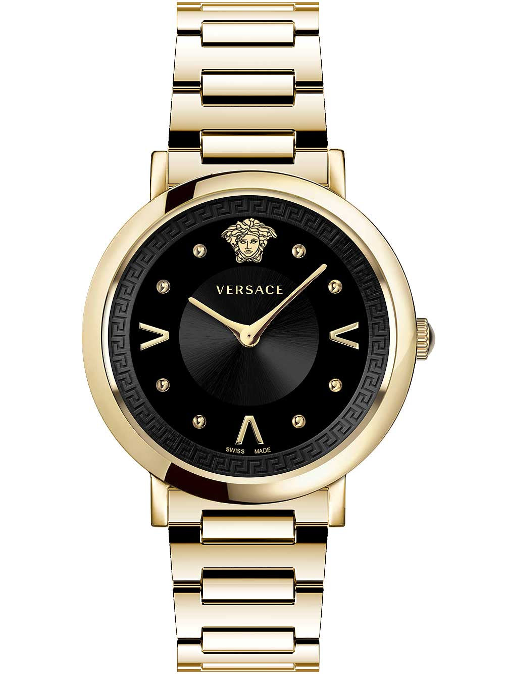 Versace men watch V-Essential gold black Stainless Steel Watch NEW  VEJ400621
