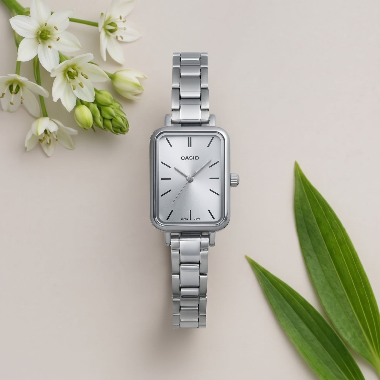 Casio Ladies Watch 21mm Slim Light Blue Rectangular