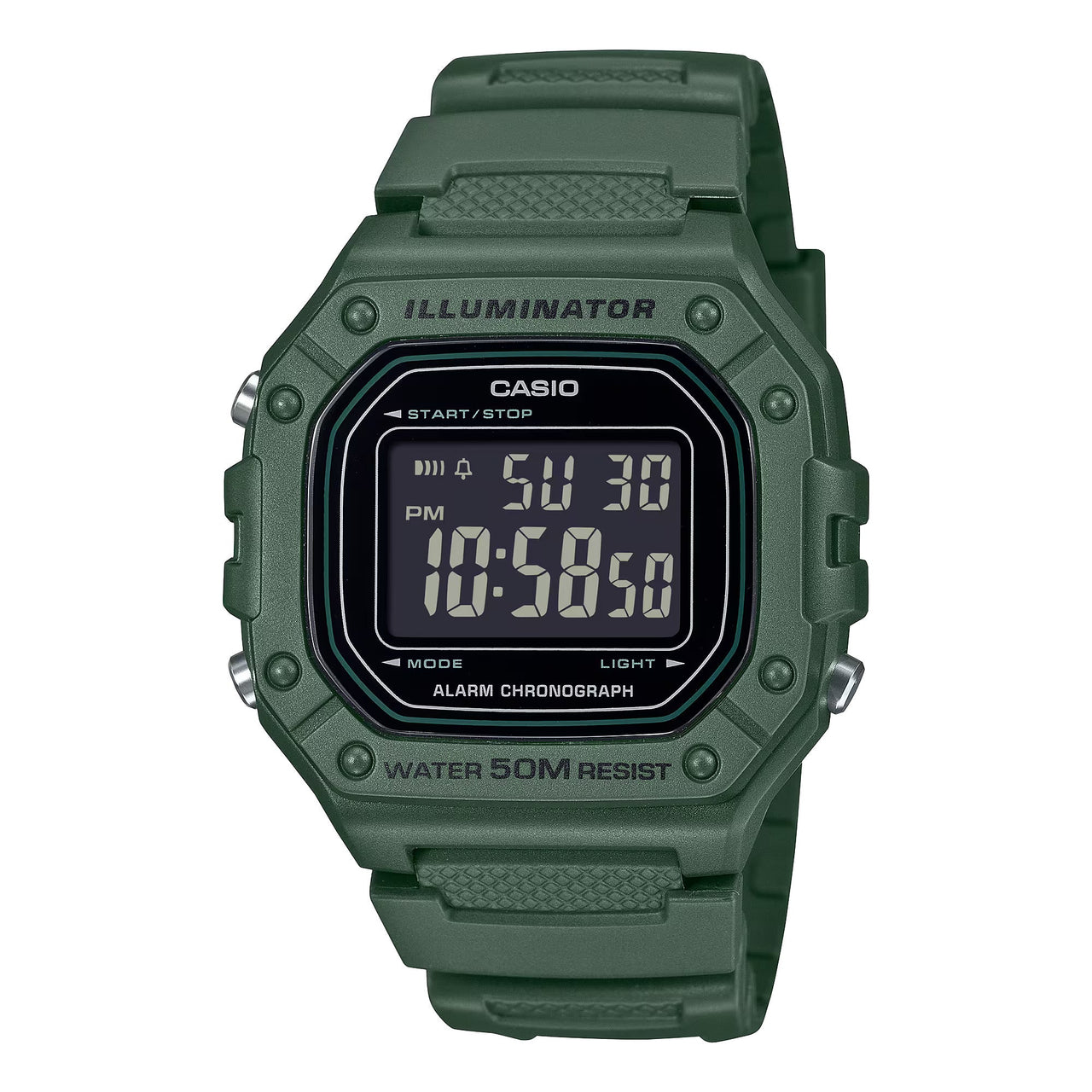 Casio Men's Digital Watch 43mm Illuminator Green