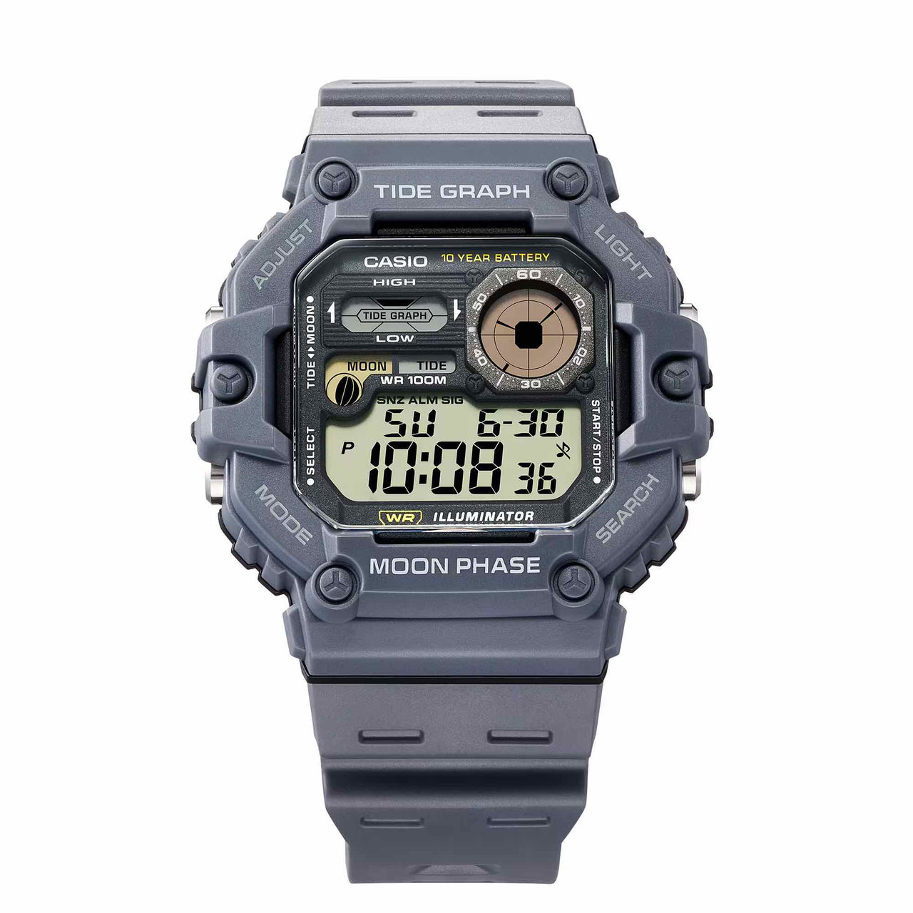 Casio Men's Quartz Watch 49mm Tide Graph Moon Phase Grey