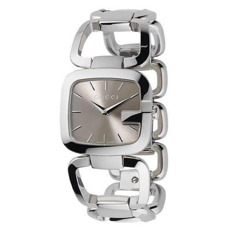 Gucci YA125402 Ladies G-Gucci Silver Brown Watch