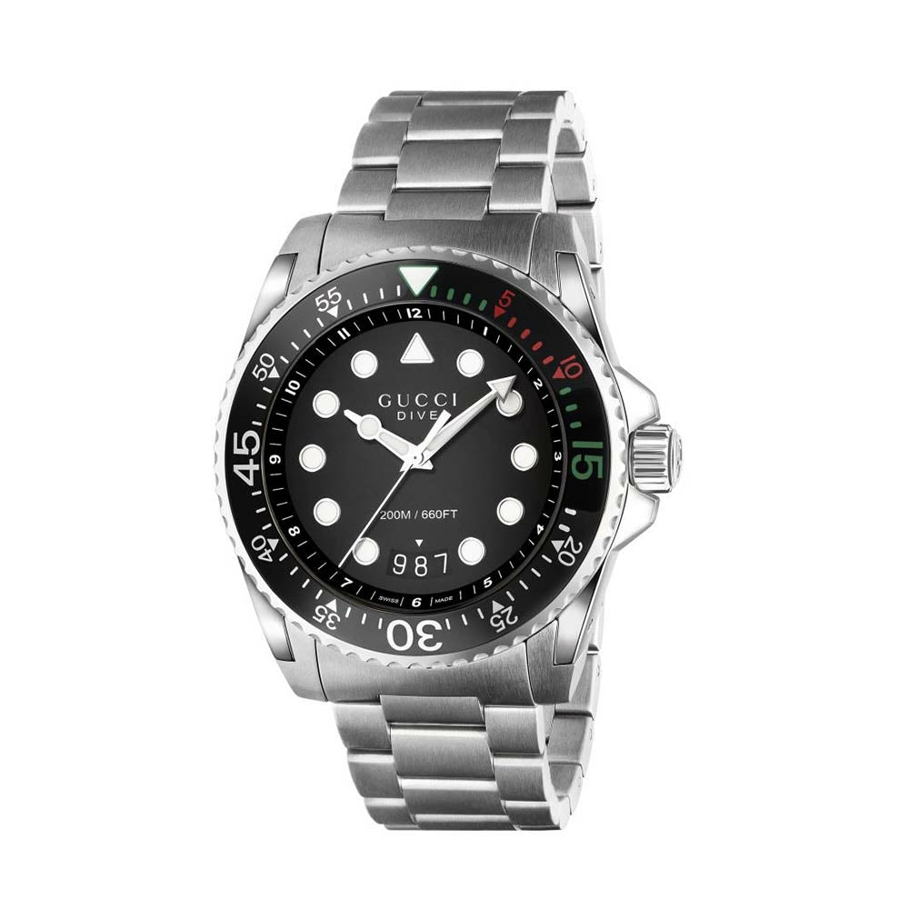 Gucci Dive 45mm Men's Black Watch YA136208A