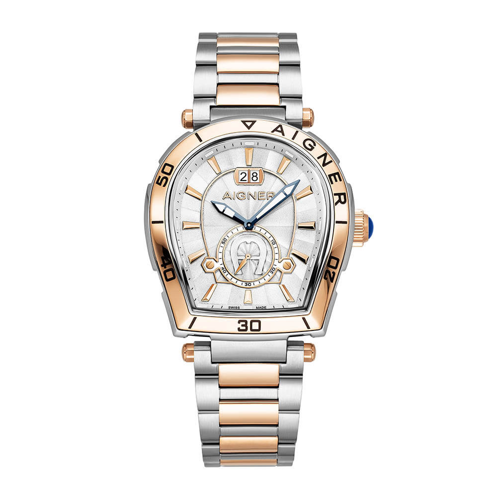 Aigner Trapani 42mm Two-Tone Silver Rose Gold SS Men's Watch
