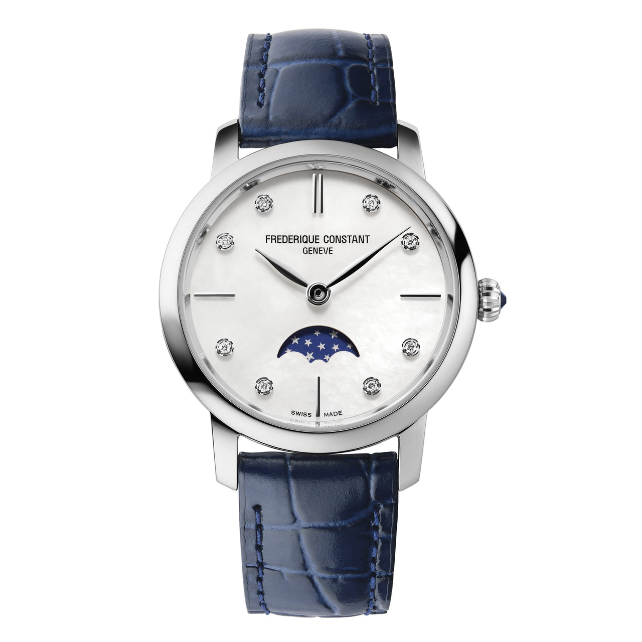 Analogue Watch - Frederique Constant Ladies Fc Slimline Moonphase DC Blue Watch FC-206MPWD1S6