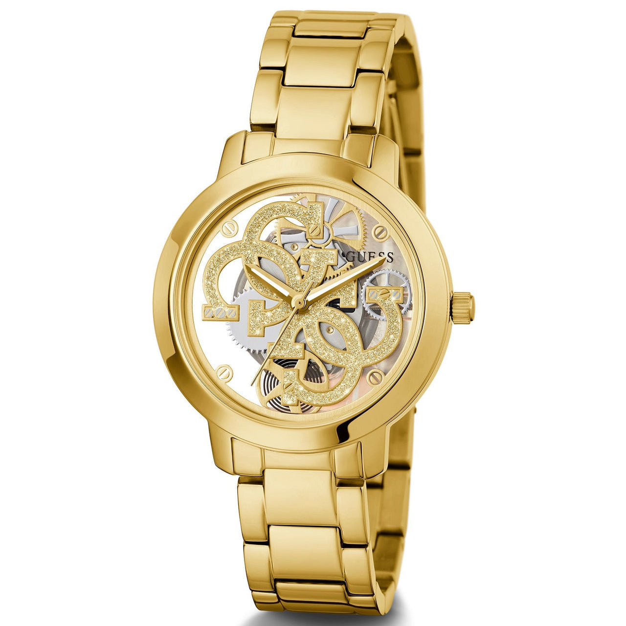 Analogue Watch - Guess GW0300L2 Ladies Quattro Clear Gold Watch