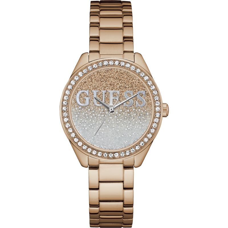 Analogue Watch - Guess W0987L3 Ladies Rose Gold Glitter Girl Watch