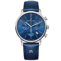 Thumbnail for Analogue Watch - Maurice Lacroix Men's Blue Eliros Chronograph Leather Watch EL1098-SS001-420-4