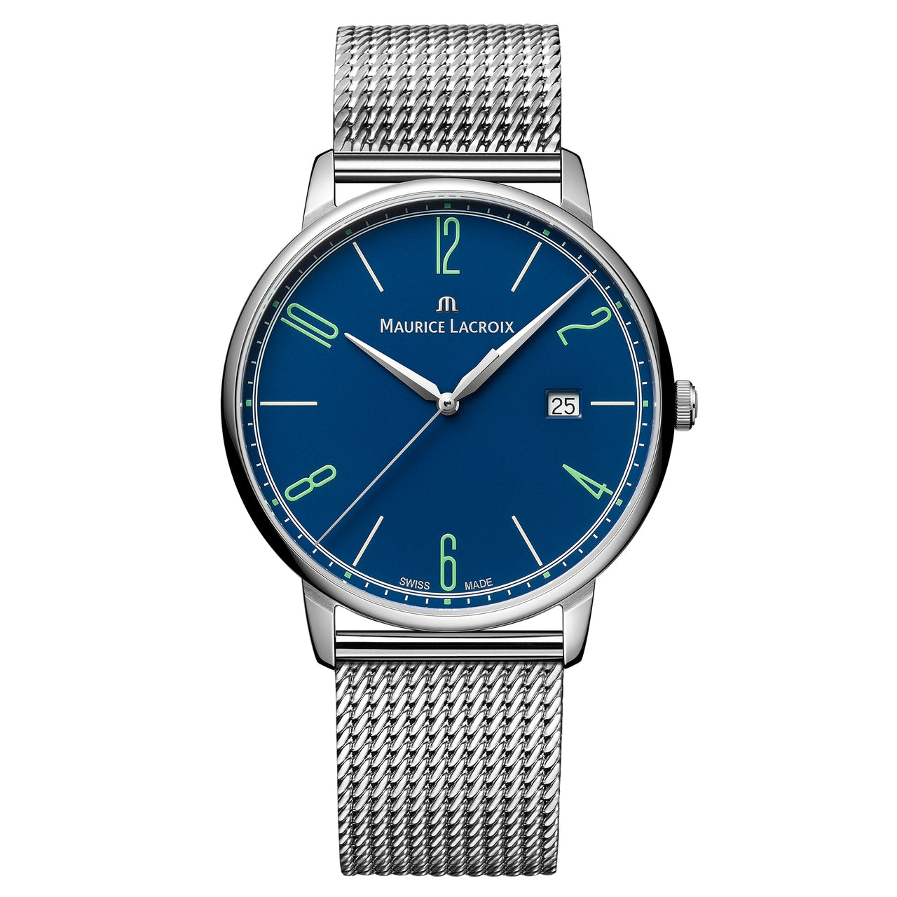 Analogue Watch - Maurice Lacroix Men's Blue Eliros Date Quartz  Watch EL1118-SS00E-420-C