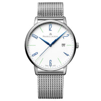 Thumbnail for Analogue Watch - Maurice Lacroix Men's White Eliros Date Quartz Mesh Watch EL1118-SS00E-120-C