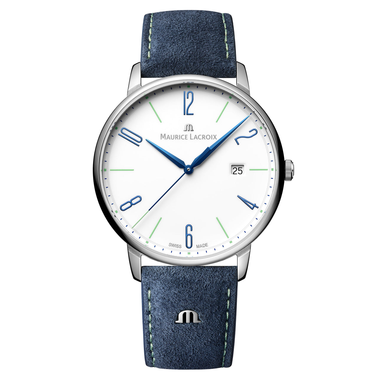 Analogue Watch - Maurice Lacroix Men's White Eliros Date Quartz Mesh Watch EL1118-SS00E-120-C