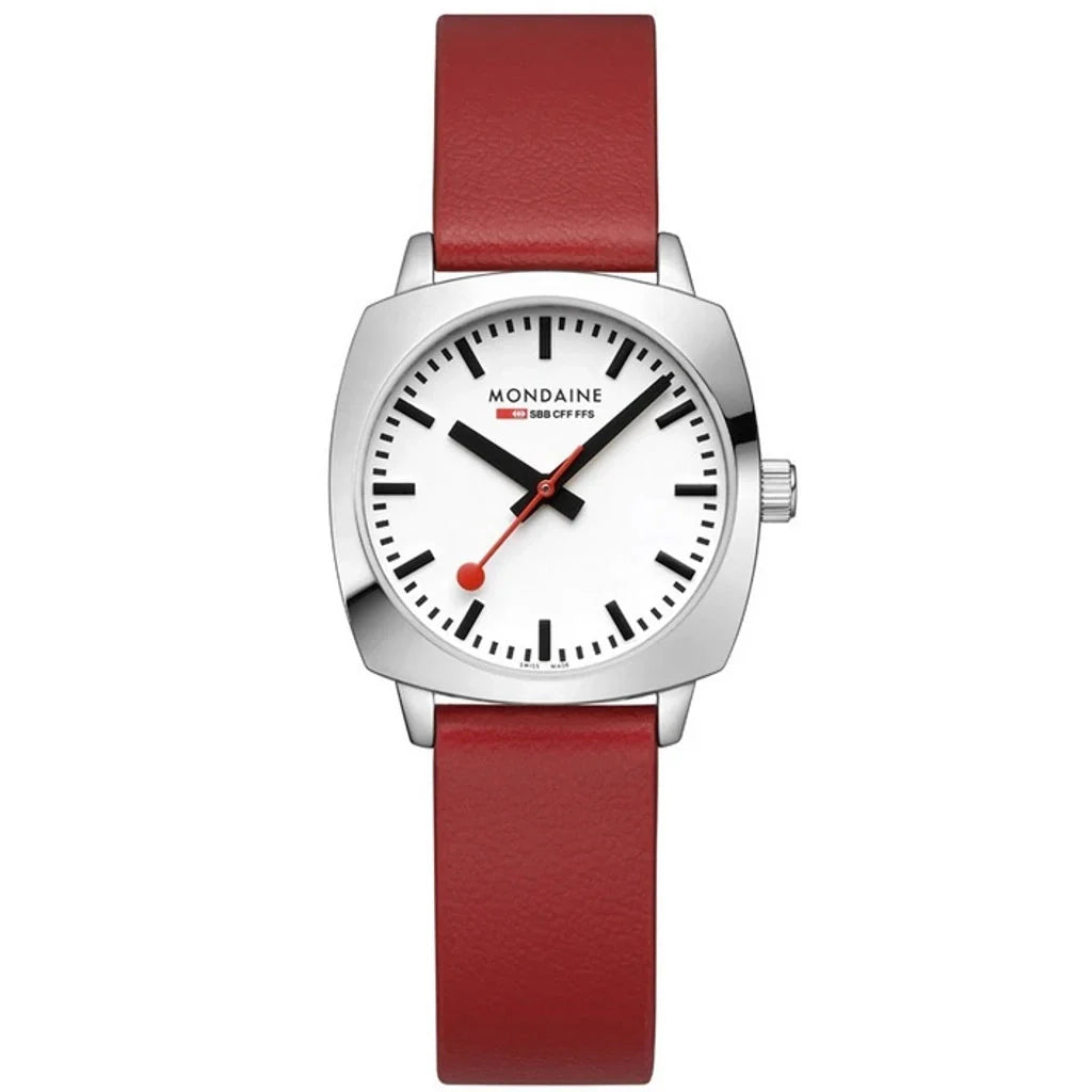 Analogue Watch - Mondaine Petite Cushion Square Ladies Black Watch MSL.31110.LCV