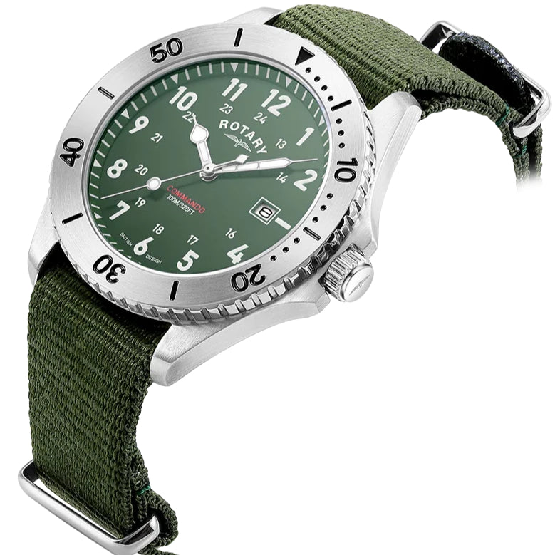 Analogue Watch - Rotary Commando Men's Green Watch GS05475/56