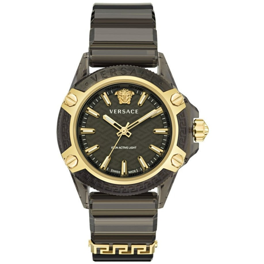 Analogue Watch - Versace Icon Active Indiglo Unisex Black Watch VE6E00123