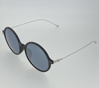 Thumbnail for Ann Demeulemeester Sunglasses Round Black Scratch Texture and Titanium with 925 Silver Temple Tips Grey Mirror Lenses CAT3 AD54C2SUN - Watches & Crystals