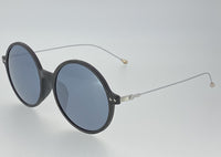 Thumbnail for Ann Demeulemeester Sunglasses Round Black Scratch Texture and Titanium with 925 Silver Temple Tips Grey Mirror Lenses CAT3 AD54C2SUN - Watches & Crystals