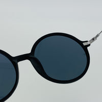 Thumbnail for Ann Demeulemeester Sunglasses Round Black Scratch Texture and Titanium with 925 Silver Temple Tips Grey Mirror Lenses CAT3 AD54C2SUN - Watches & Crystals