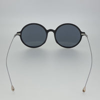 Thumbnail for Ann Demeulemeester Sunglasses Round Black Scratch Texture and Titanium with 925 Silver Temple Tips Grey Mirror Lenses CAT3 AD54C2SUN - Watches & Crystals