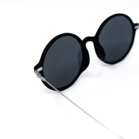 Thumbnail for Ann Demeulemeester Sunglasses Round Black Scratch Texture and Titanium with 925 Silver Temple Tips Grey Mirror Lenses CAT3 AD54C2SUN - Watches & Crystals
