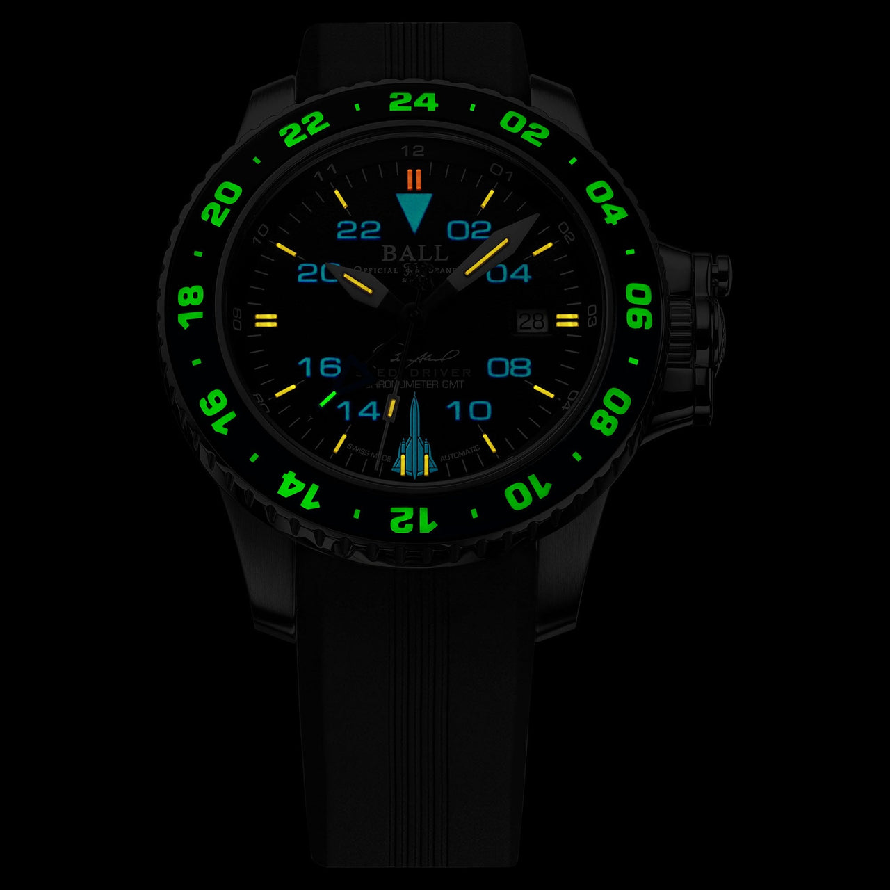Automatic Watch - Ball Engineer Hydrocarbon AeroGMT Sled Driver Men's Black Watch DG2018C-P17C-BK