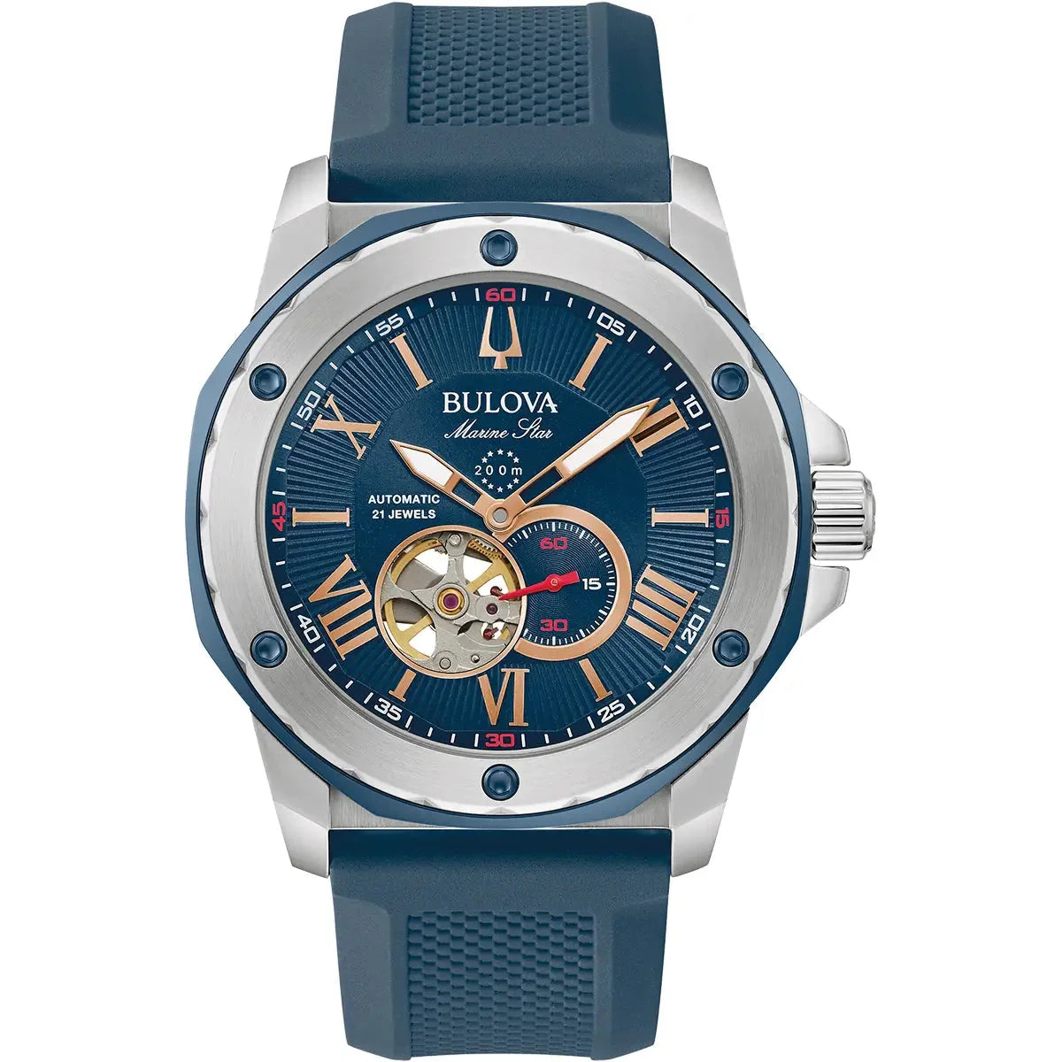 Automatic Watch - Bulova Marine Star Auto Men's Blue Watch 98A282