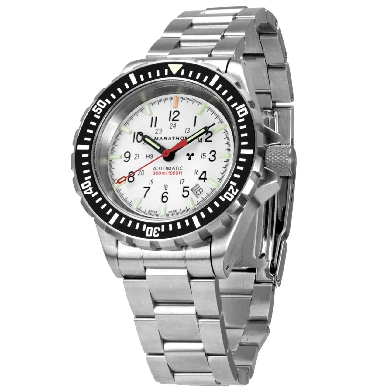 Automatic Watch - Marathon Arctic Edition Large Diver's Automatic (GSAR) - 41mm White Dial No Government Markings Stainless Steel WW194006BRACE-WD