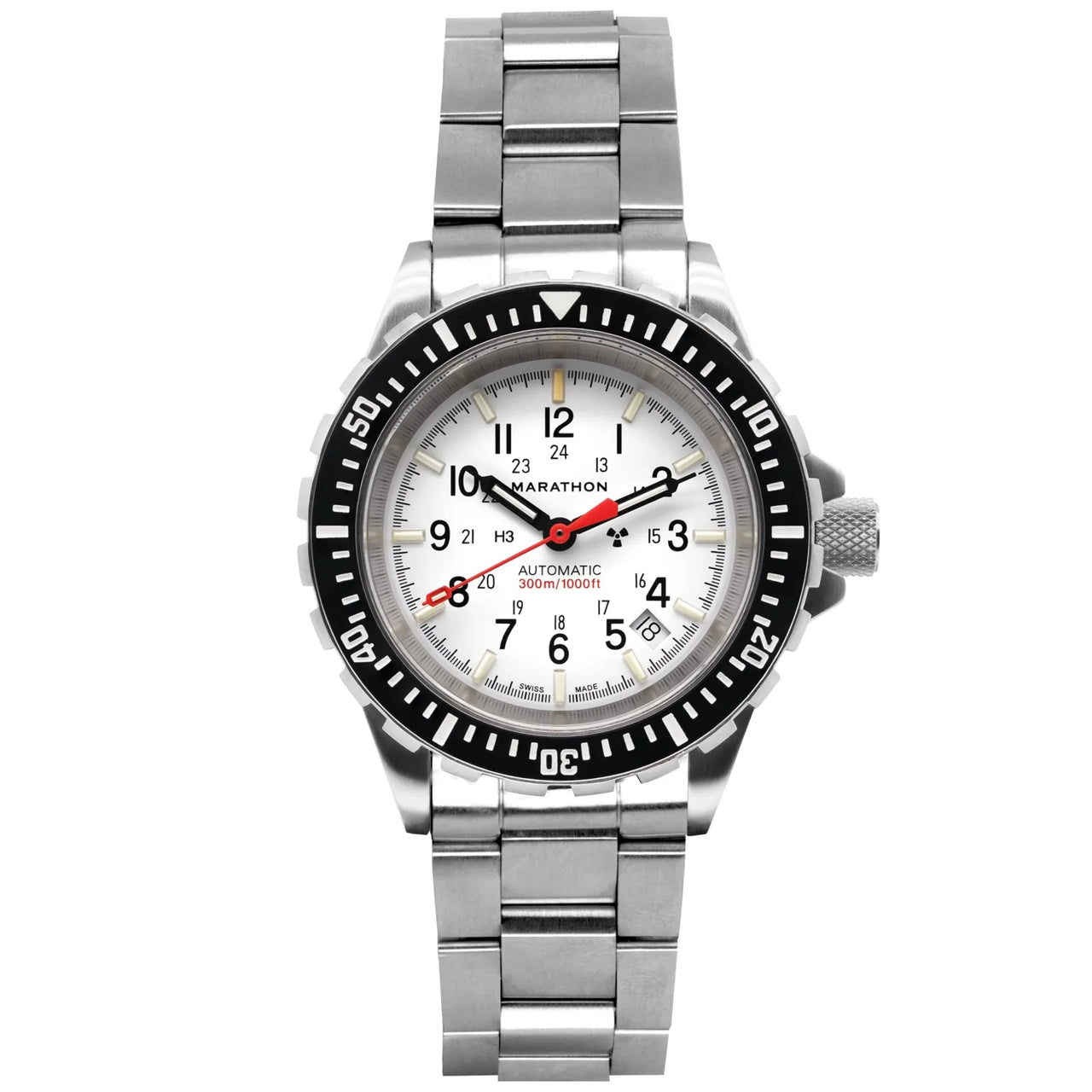 Automatic Watch - Marathon Arctic Edition Large Diver's Automatic (GSAR) - 41mm White Dial No Government Markings Stainless Steel WW194006BRACE-WD