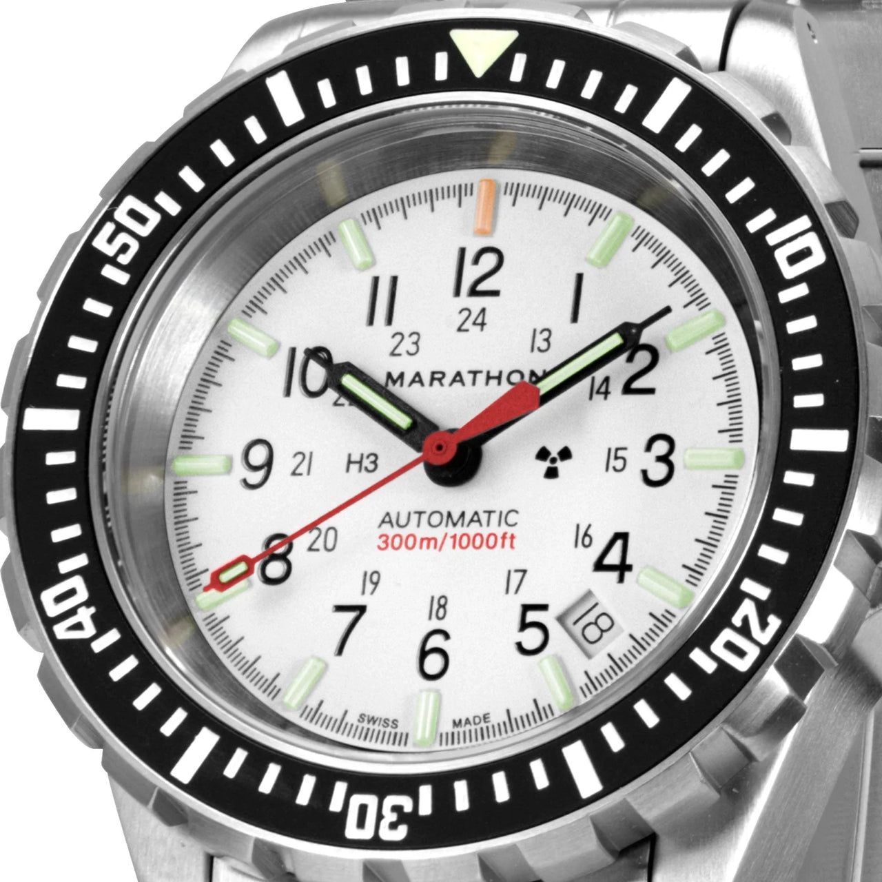 Automatic Watch - Marathon Arctic Edition Large Diver's Automatic (GSAR) - 41mm White Dial No Government Markings Stainless Steel WW194006BRACE-WD