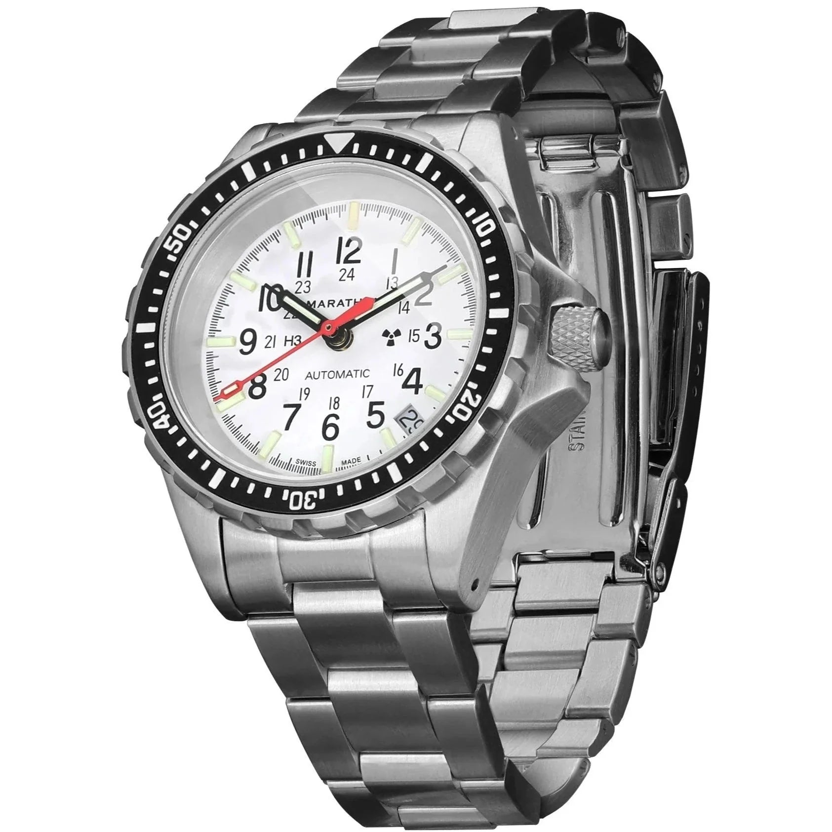 Automatic Watch - Marathon Arctic Edition Medium Diver's Automatic (MSAR Auto) - 36mm White Dial No Government Markings Stainless Steel WW194026BRACE-MA-WD