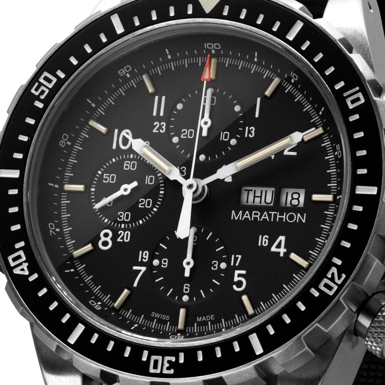 Automatic Watch - Marathon Jumbo Diver/Pilot's Automatic Chronograph (CSAR) - 46mm US Government Markings Stainless Steel WW194014BRACE