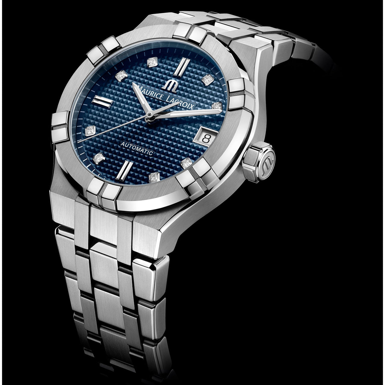 Maurice Lacroix Ladies Blue Aikon Automatic Watch AI6006 SS002 450 1 from Watches and Crystals Watches Crystals