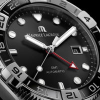 Thumbnail for Automatic Watch - Maurice Lacroix Men's Black Aikon Venturer GMT Stainless Steel Watch AI6158-SS002-330-1