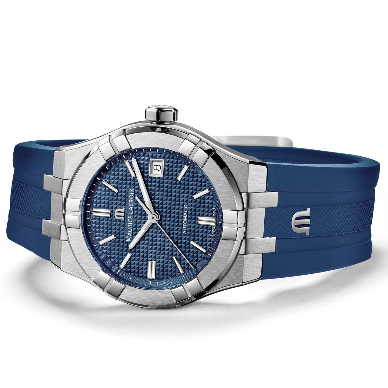 Automatic Watch - Maurice Lacroix Men's Blue Aikon Automatic Rubber Watch AI6007-SS000-430-4