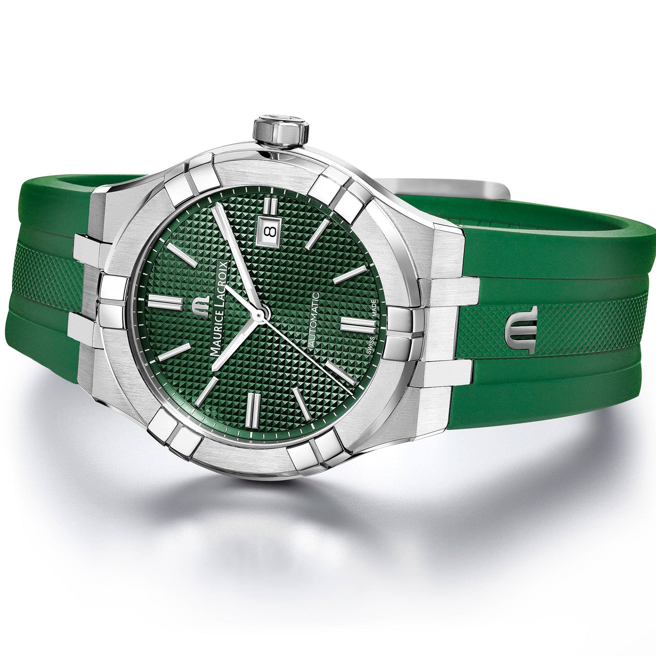 Automatic Watch - Maurice Lacroix Men's Green Aikon Automatic Rubber Watch AI6008-SS000-630-5