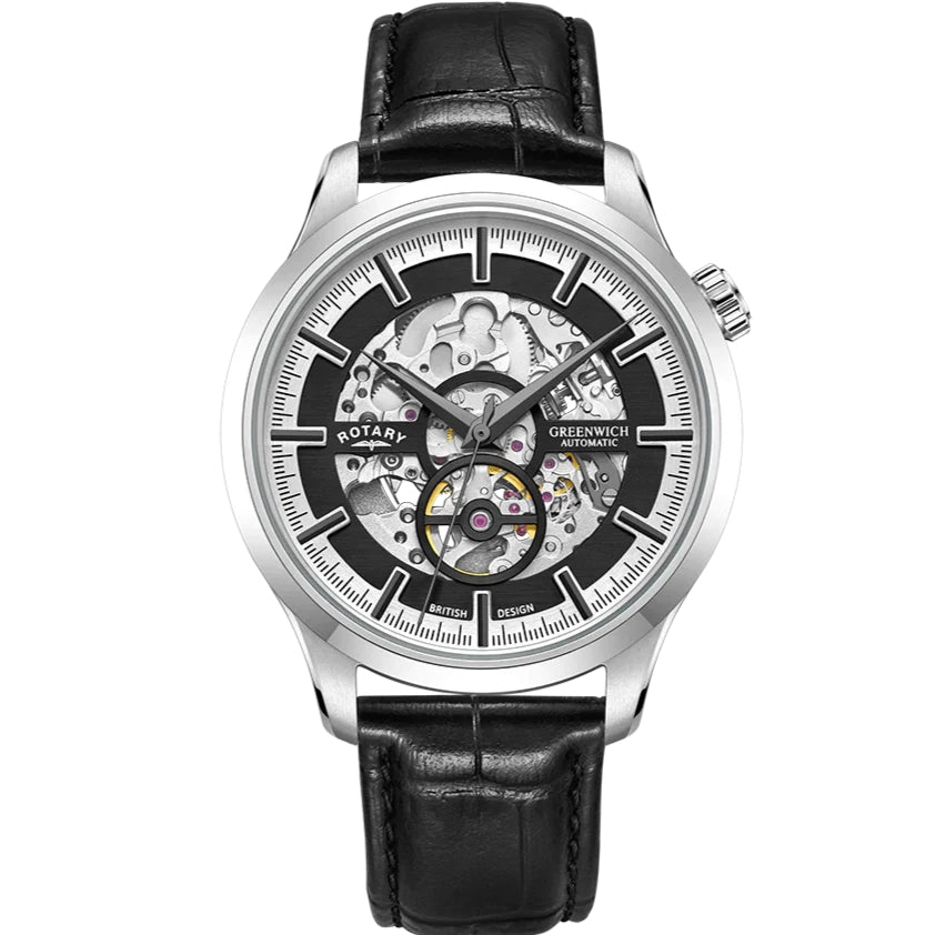 Automatic Watch - Rotary Greenwich Skeleton Men's Black Watch GS02945/87