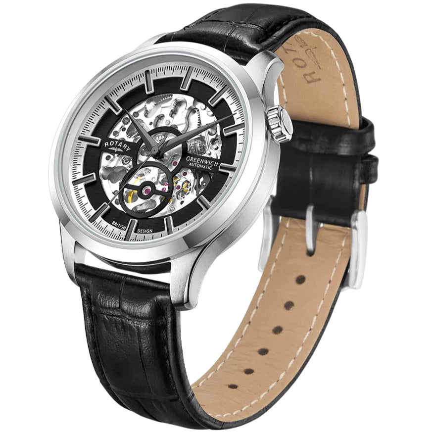 Automatic Watch - Rotary Greenwich Skeleton Men's Black Watch GS02945/87