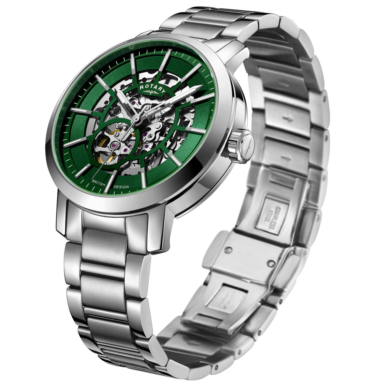 Automatic Watch - Rotary Greenwich Skeleton Men's Green Watch B05350/24