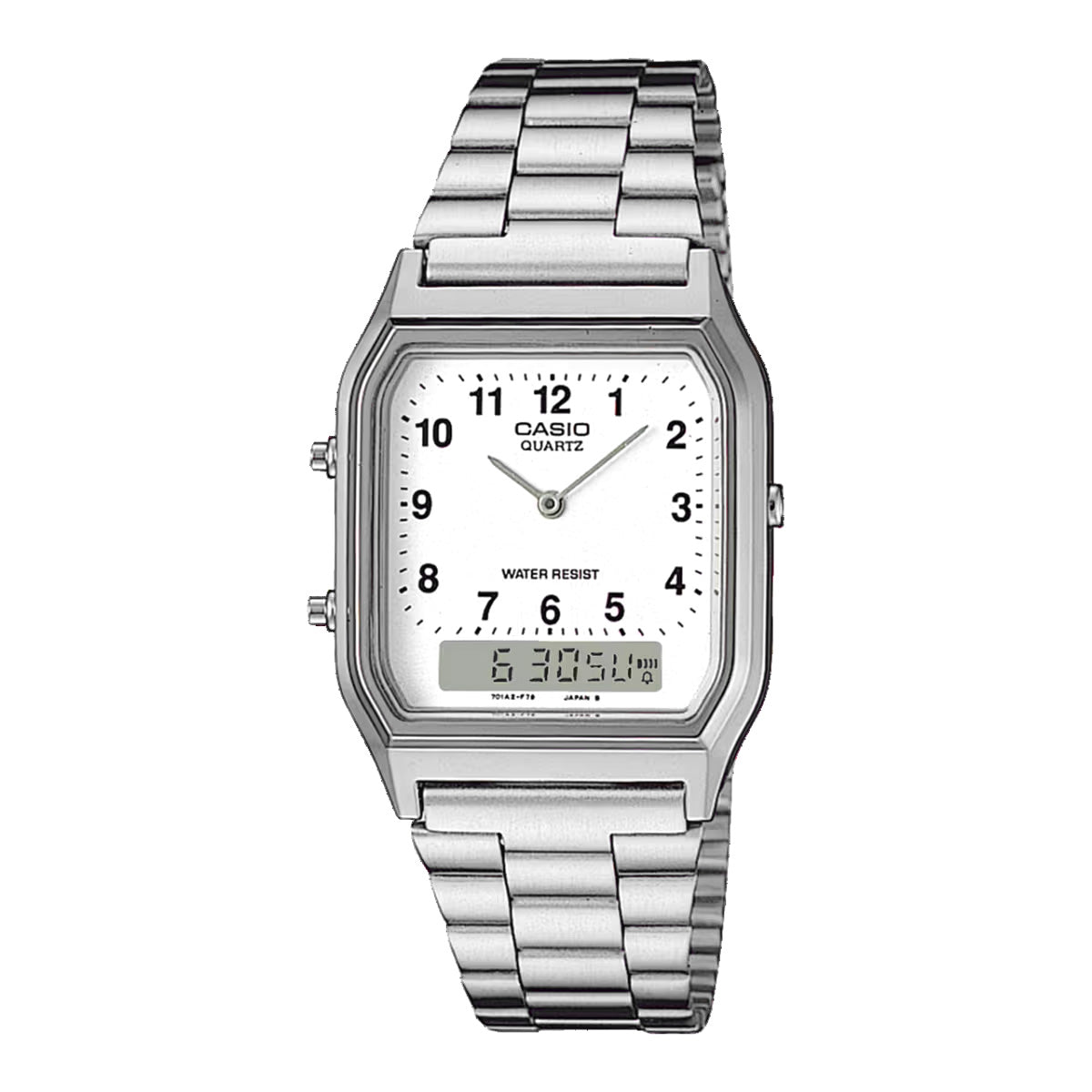 Casio Watch Vintage Retro Dual Time Roman Steel