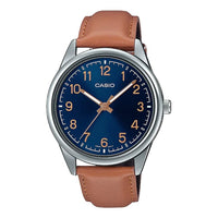 Thumbnail for Casio Dress Blue 40mm Unisex Brown Leather