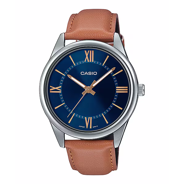 Casio Dress Blue 40mm Unisex Brown Leather