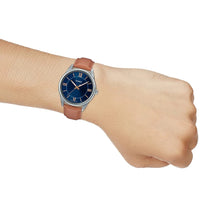 Thumbnail for Casio Dress Blue 40mm Unisex Brown Leather
