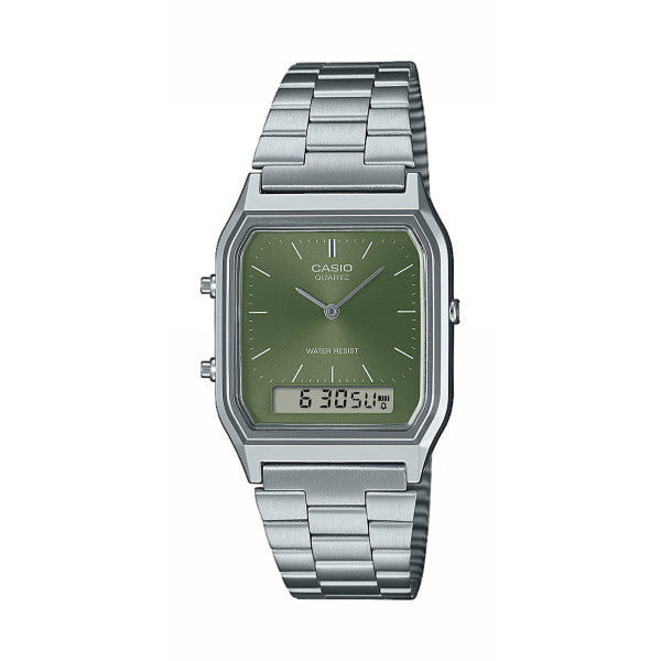 Casio Watch Vintage Retro Dual Time Steel Green AQ-230A-3AMQYDF