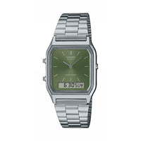 Thumbnail for Casio Watch Vintage Retro Dual Time Steel Green AQ-230A-3AMQYDF