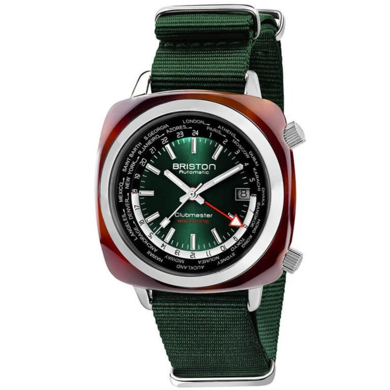 Chronograph Watch - Briston Green Worldtime GMT Automatic Watch 20842.SA.TW.10.NBG