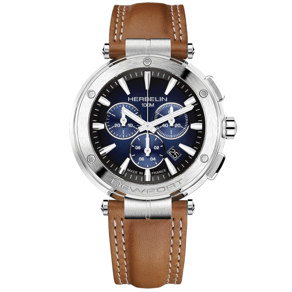 Chronograph Watch - Herbelin Newport Men's Brown Watch 37688A35GD