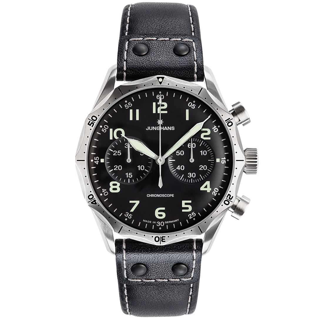 Chronograph Watch - Junghans Meister Pilot Men's Black Watch 27/3590.00