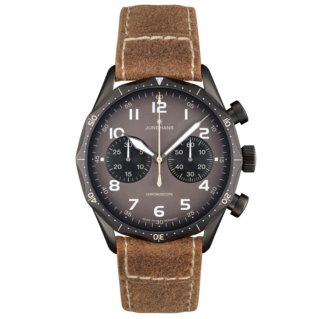 Chronograph Watch - Junghans Meister Pilot Men's Brown Watch 27/3794.00