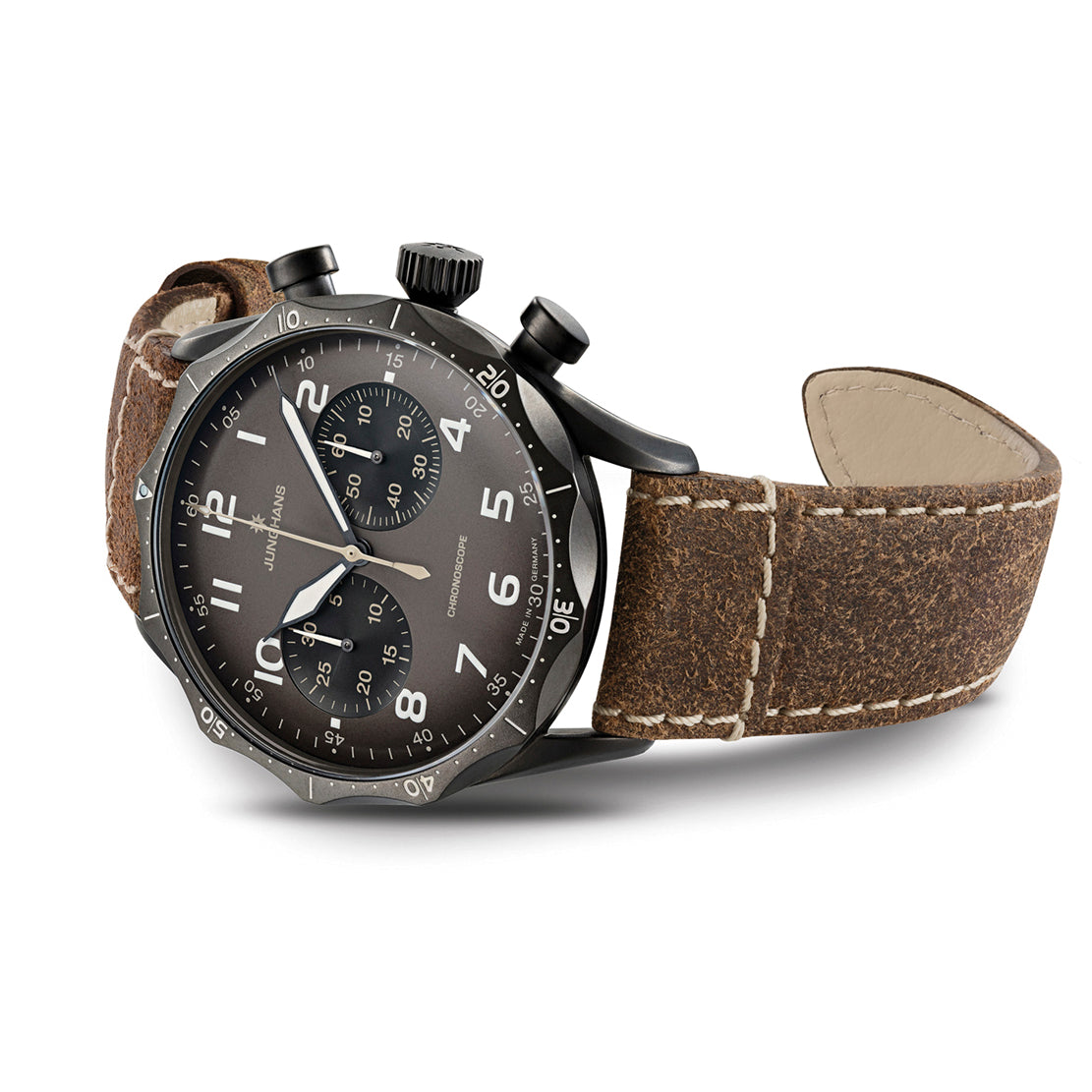 Chronograph Watch - Junghans Meister Pilot Men's Brown Watch 27/3794.00