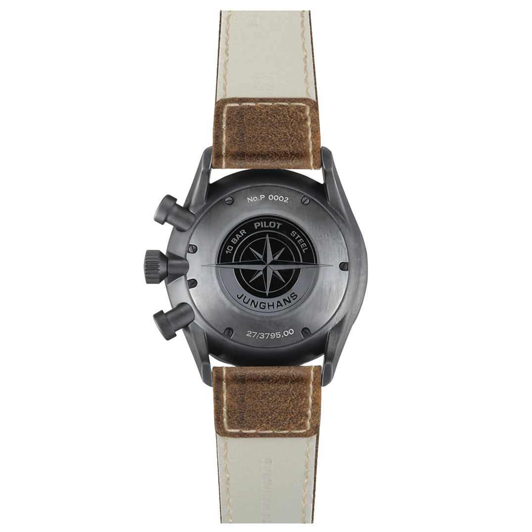 Chronograph Watch - Junghans Meister Pilot Men's Brown Watch 27/3794.00