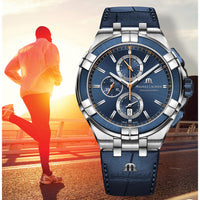 Thumbnail for Chronograph Watch - Maurice Lacroix Men's Blue Aikon Chronograph Watch AI1018-SS001-432-4